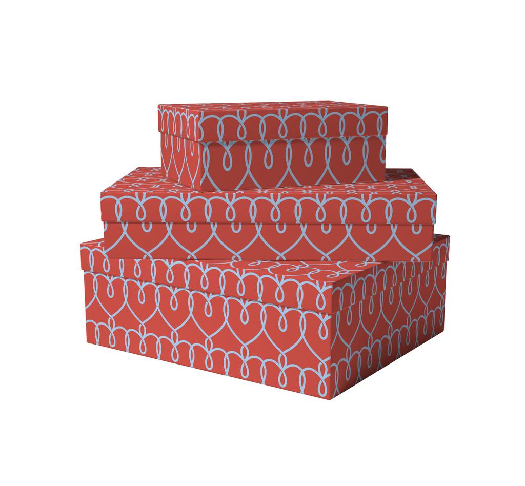 Коробка Бесконечные сердца (красный фон)