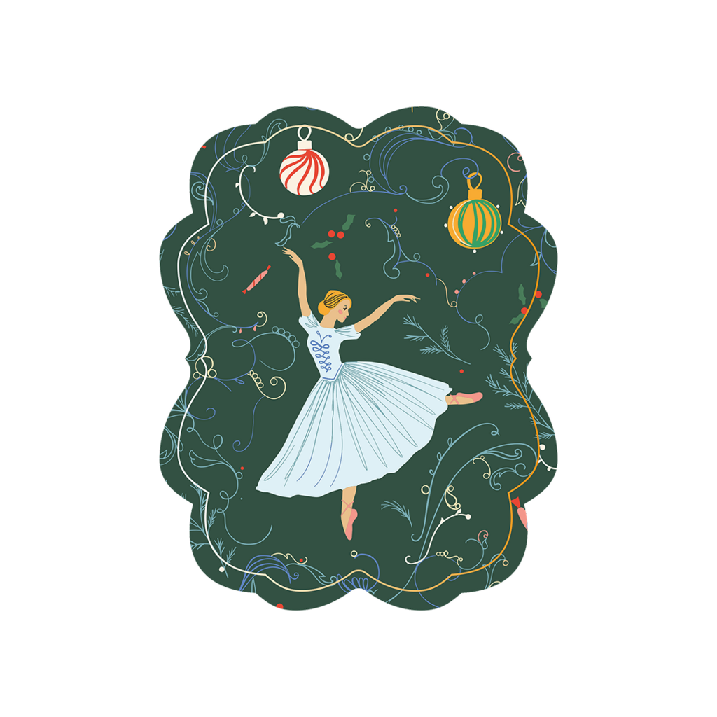 Фигурная открытка Балерина (золотое тиснение)