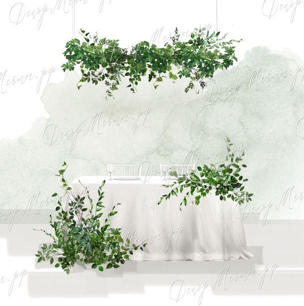 ПРЕЗИДИУМ и подвесная композиция из зелени