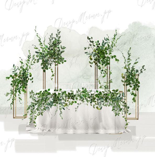 ПРЕЗИДИУМ и стойки с цветами с зеленью