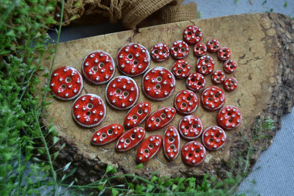 Керамическая пуговица 1,3 см "Красный мухомор"