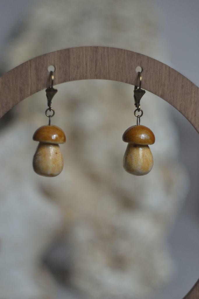 Серьги "Белый гриб"