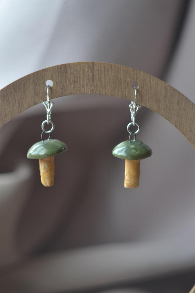 Серьги "Зелёный гриб"