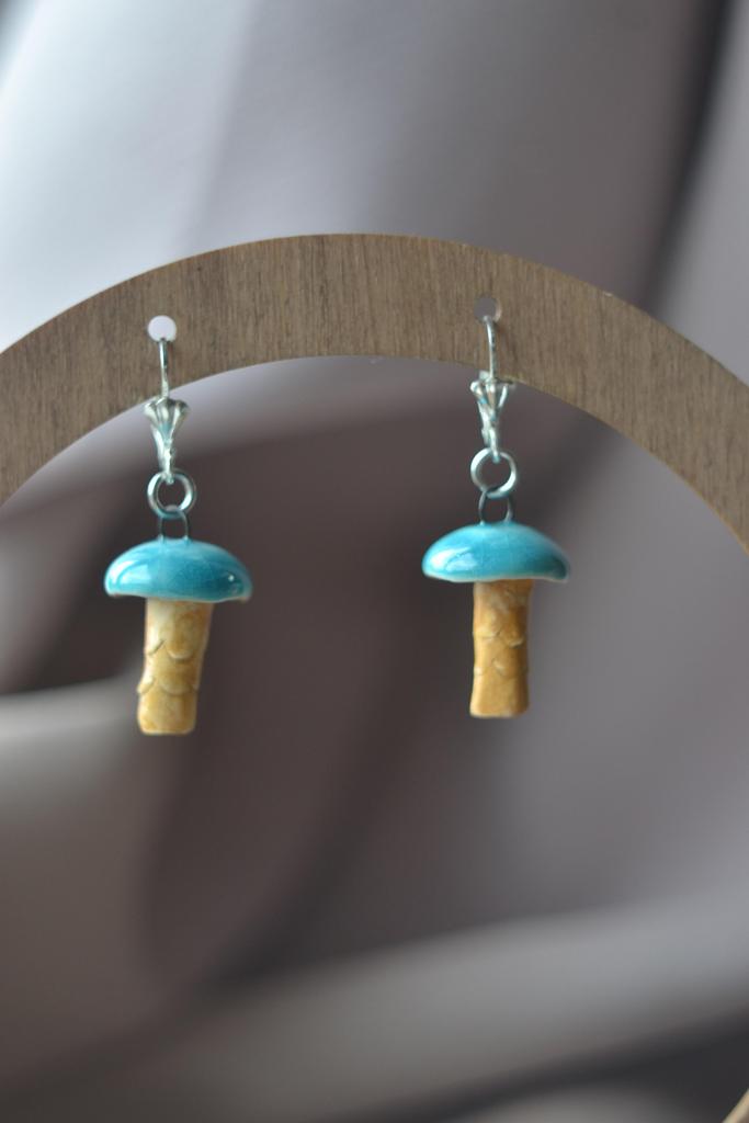 Серьги "Голубой  гриб"