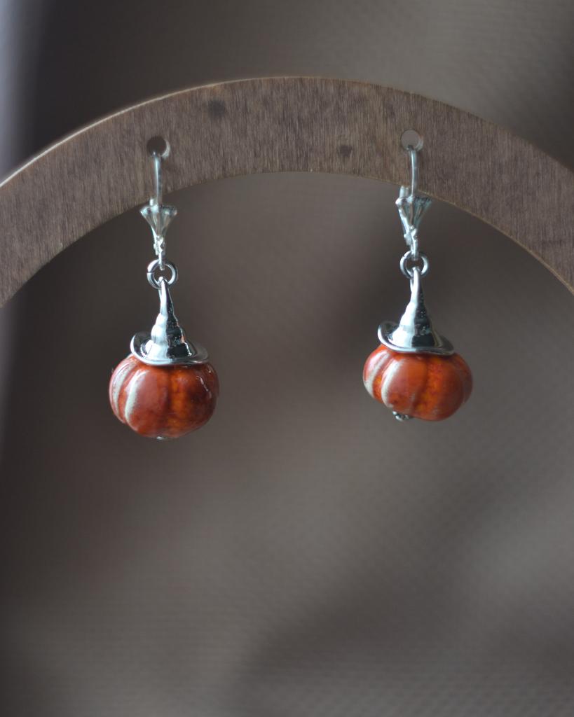 Серьги "Тыква в серебрянной шляпе  "