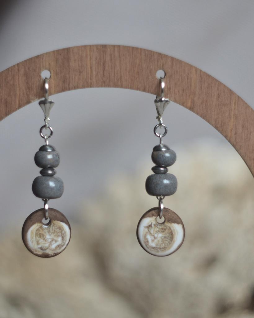 Серьги "Котики клубочком"