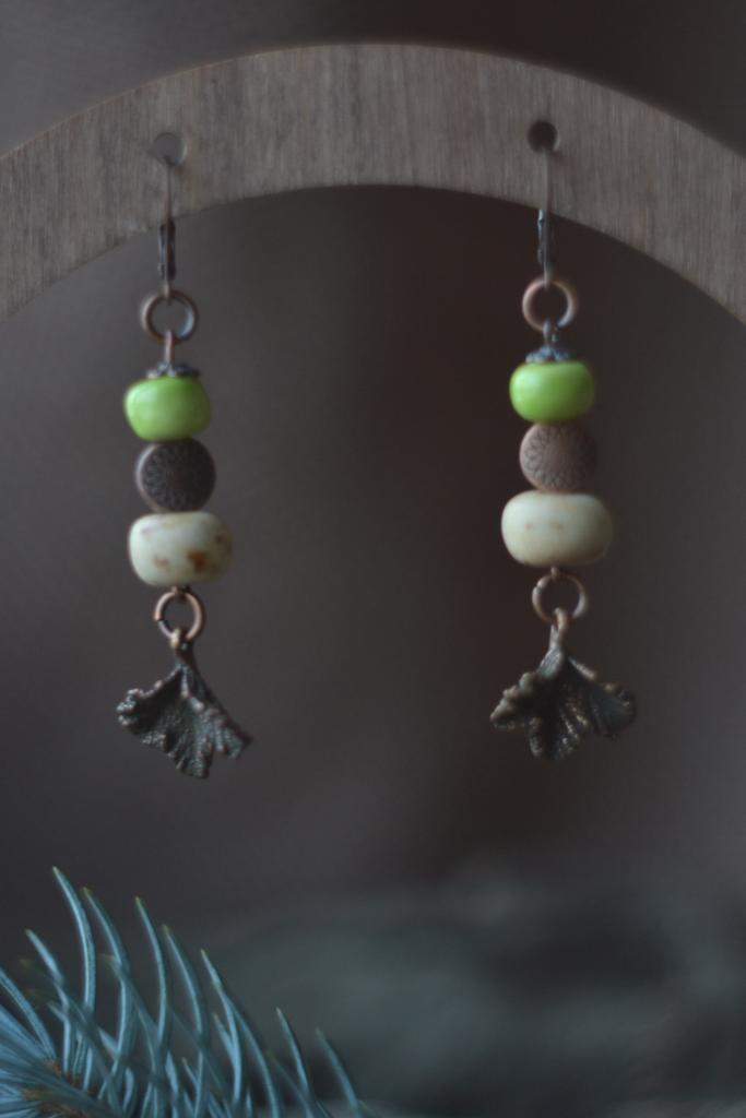 Серьги "листья "