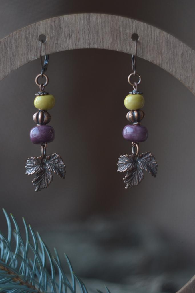 Серьги "листья "