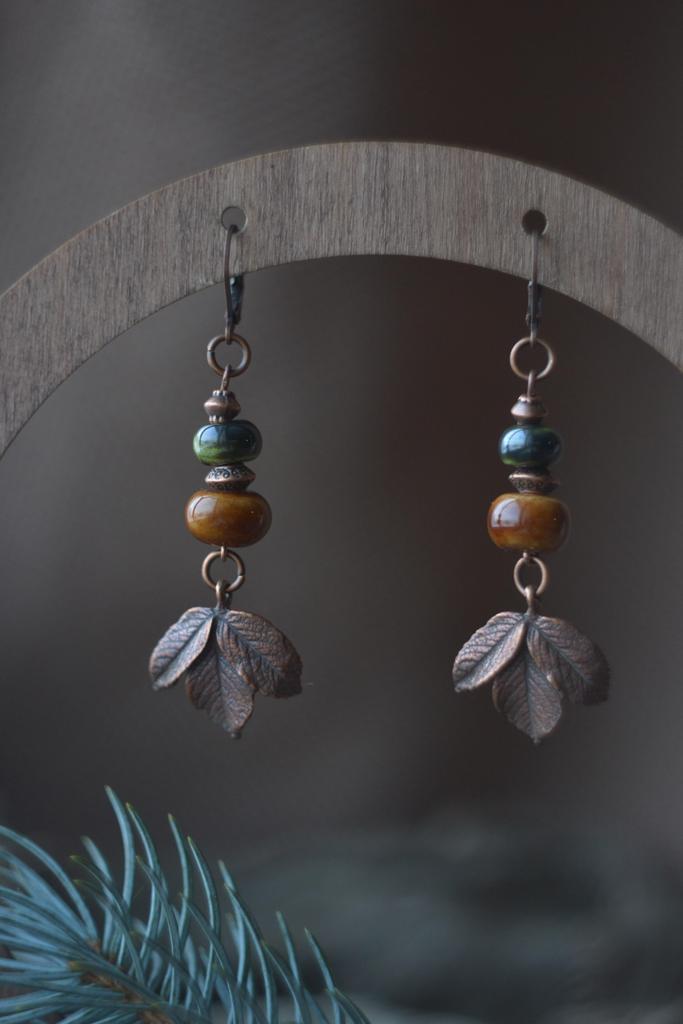 Серьги "листья "