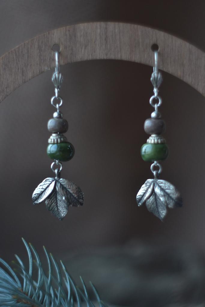 Серьги "листья "
