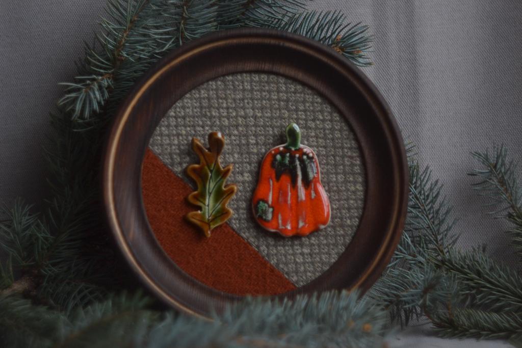 Панно на стену  большое  "тыква и лист"