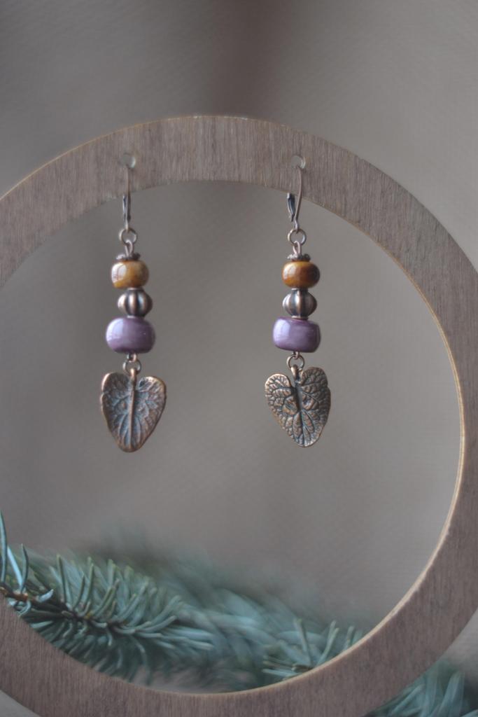 Серьги "листья"