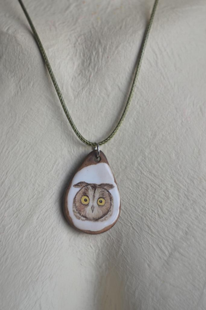 Подвеска с деколью "совушка"