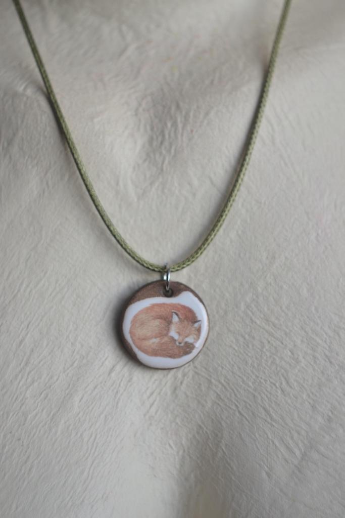 Подвеска с деколью "лисичка"