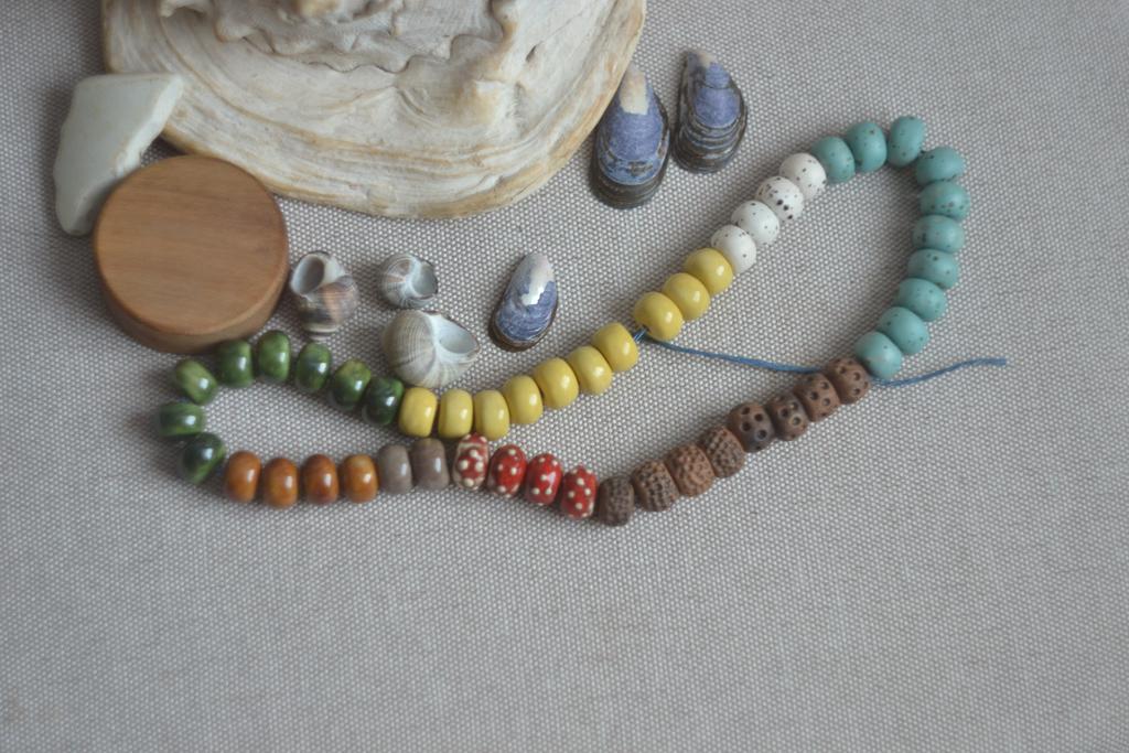 Набор бусин  1,3 см  "кора"