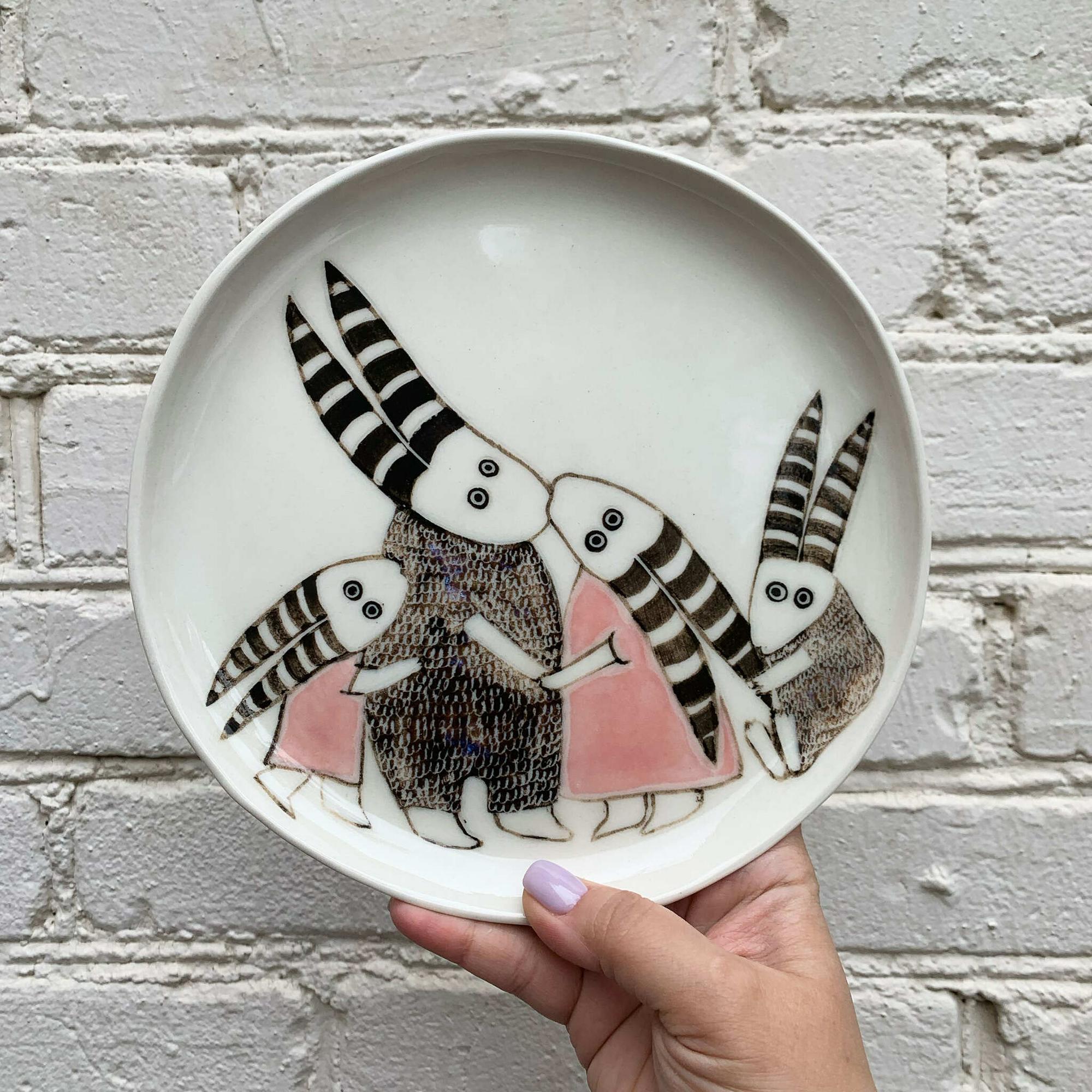 Тарелка Поцелуйчики 2+2 в розовом средняя или большая