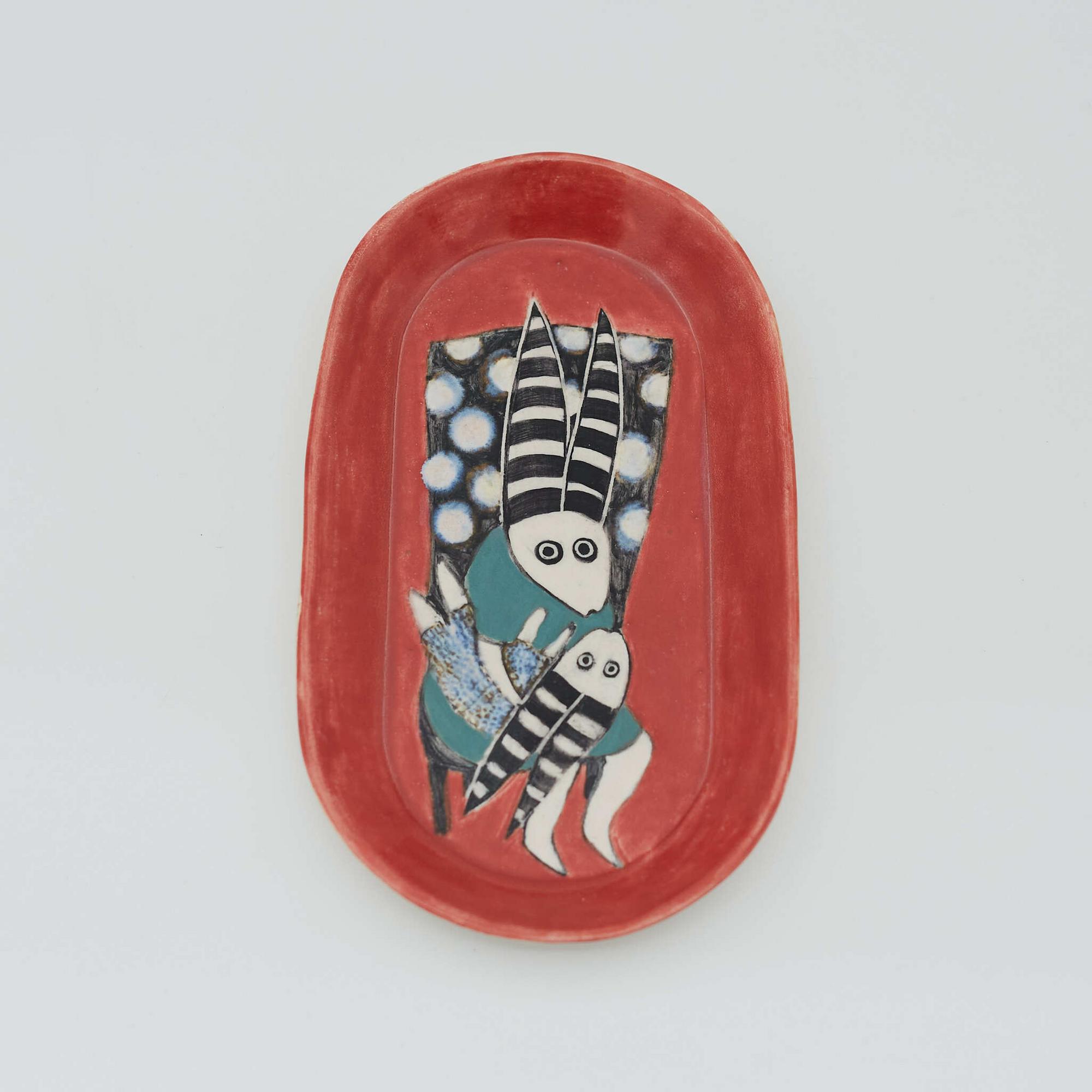 Тарелка мама Зайка и малыш, средняя белая