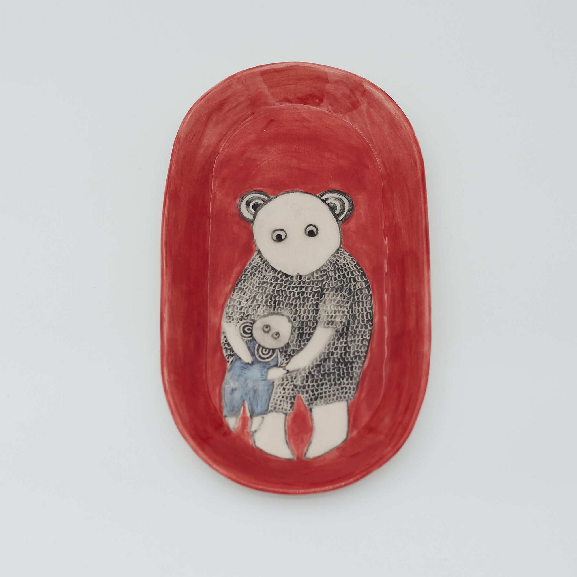 Тарелка Папа и малыш, средняя белая