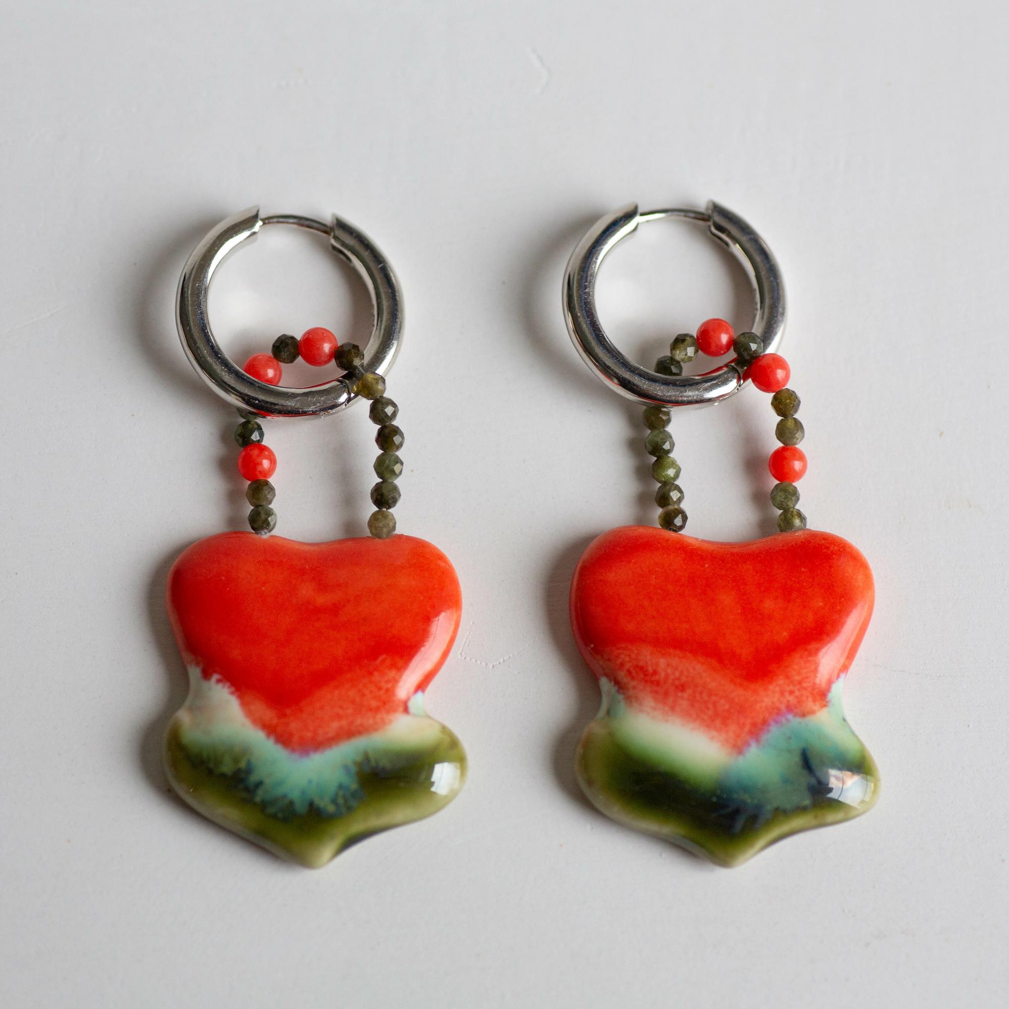 Серьги Красный Цветок