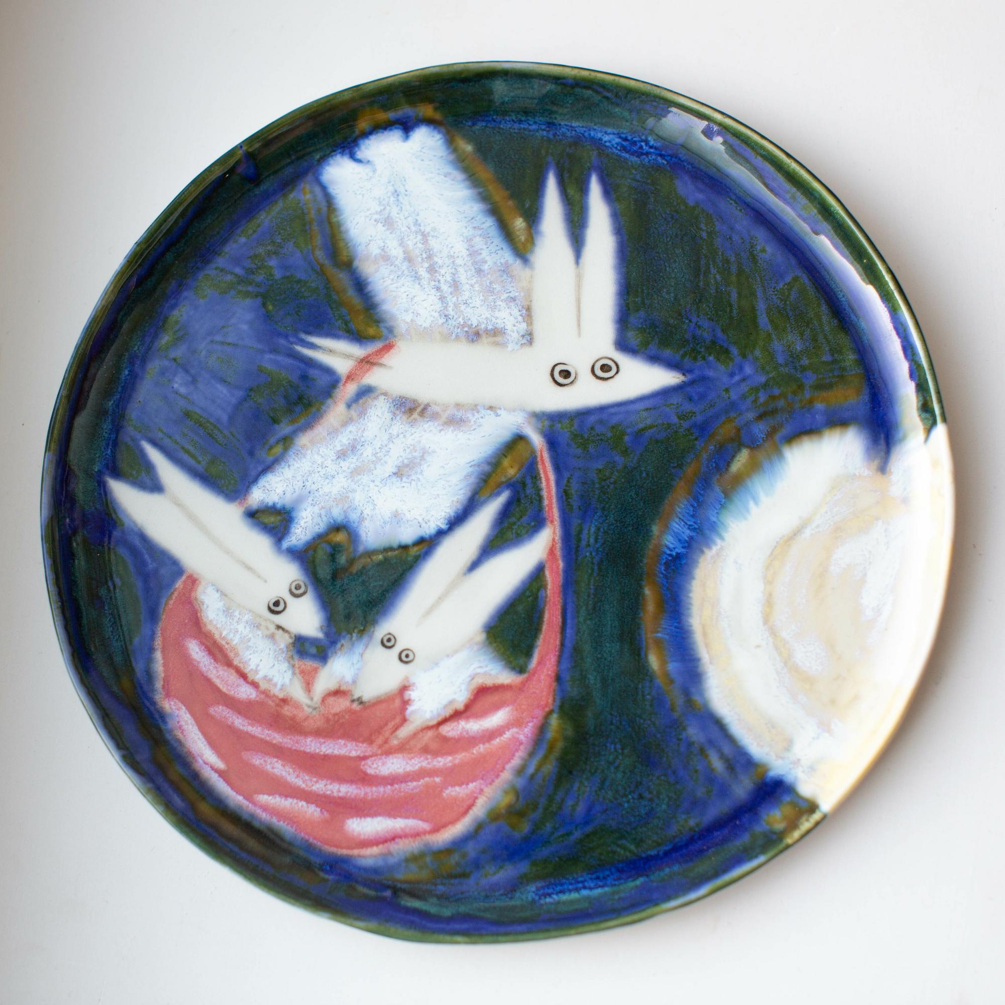 Тарелка Зайцы летят на луну