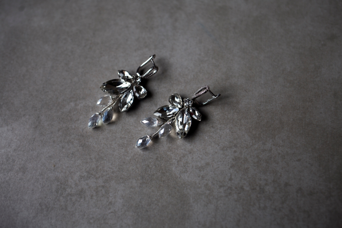 серьги веточки хрусталь