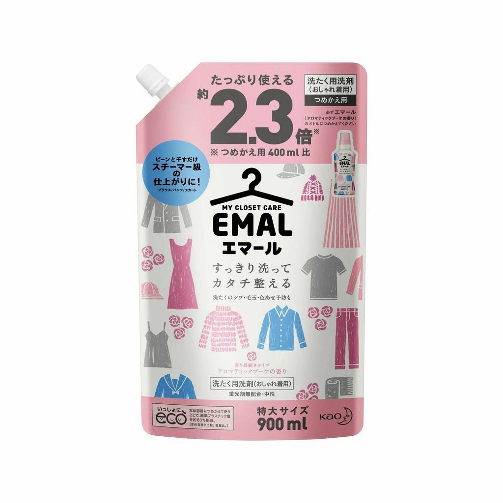 Жидкое средство для стирки деликатных тканей КAO "Emerl" с ароматом букета цветов. Запасной блок, 900 мл