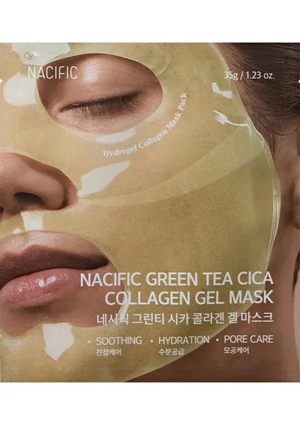 Коллагеновая успокаивающая гидрогелевая маска NACIFIC Green Tea Cica Collagen Gel Mask