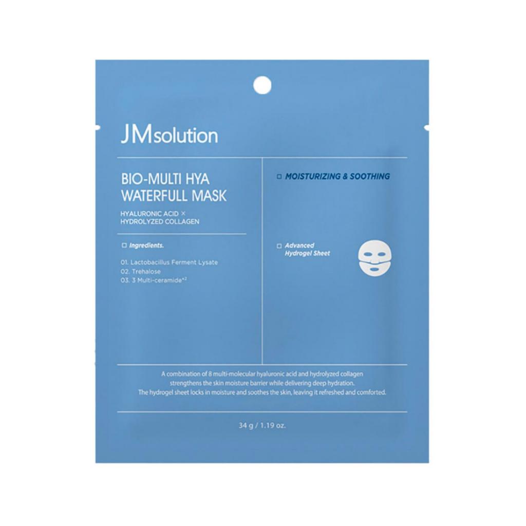 JM SOLUTION BIO-MULTI HYA WATERFULL Гидрогелевая разглаживающая маска с высоким содержанием гиалуроновой кислоты34г