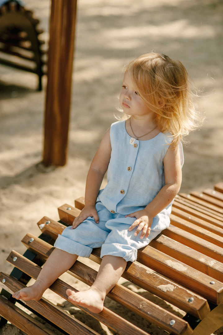 комбинезон для девочки (голубой лен)