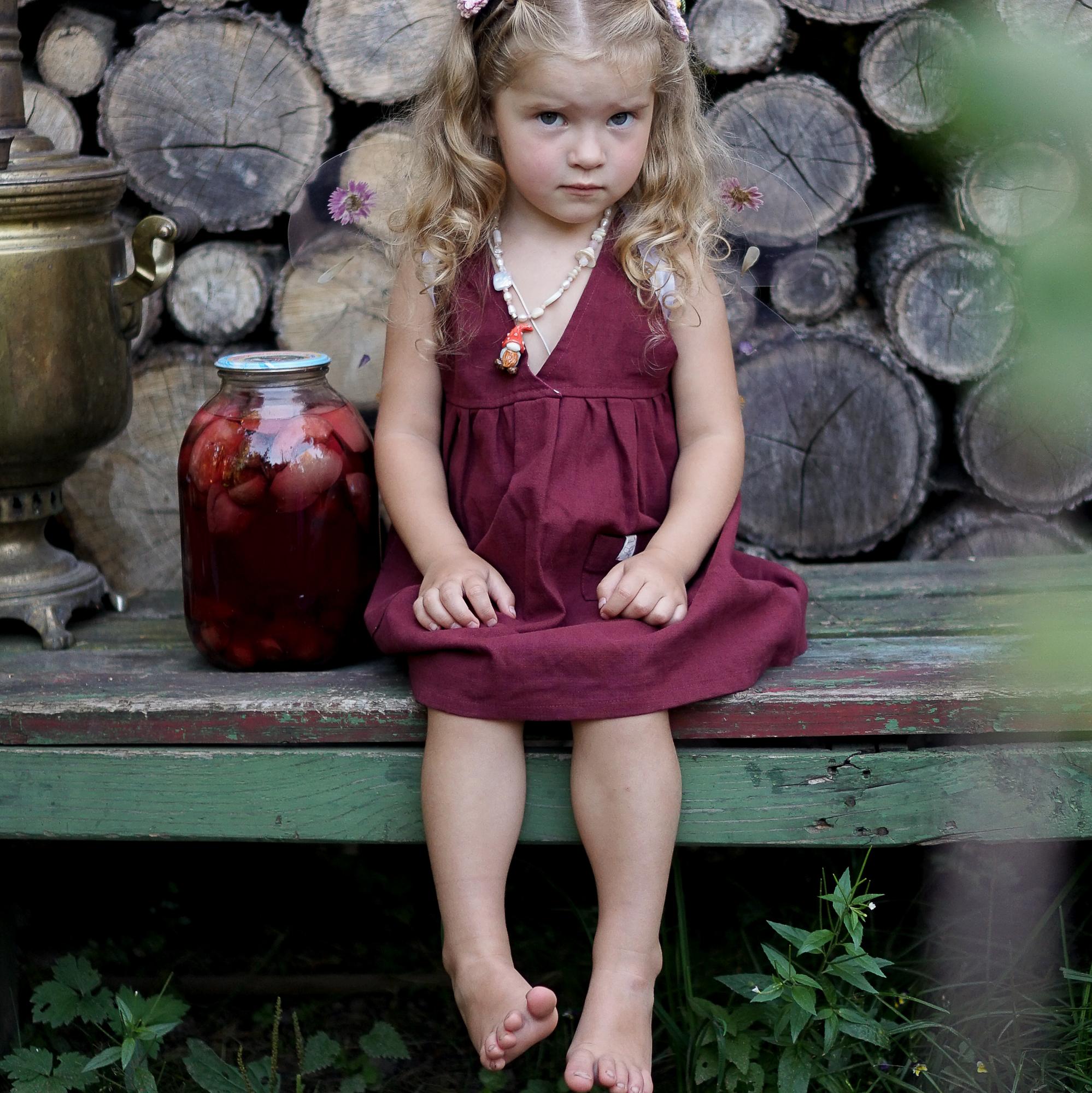 Платье из плотного хлопка (цвет вишня)