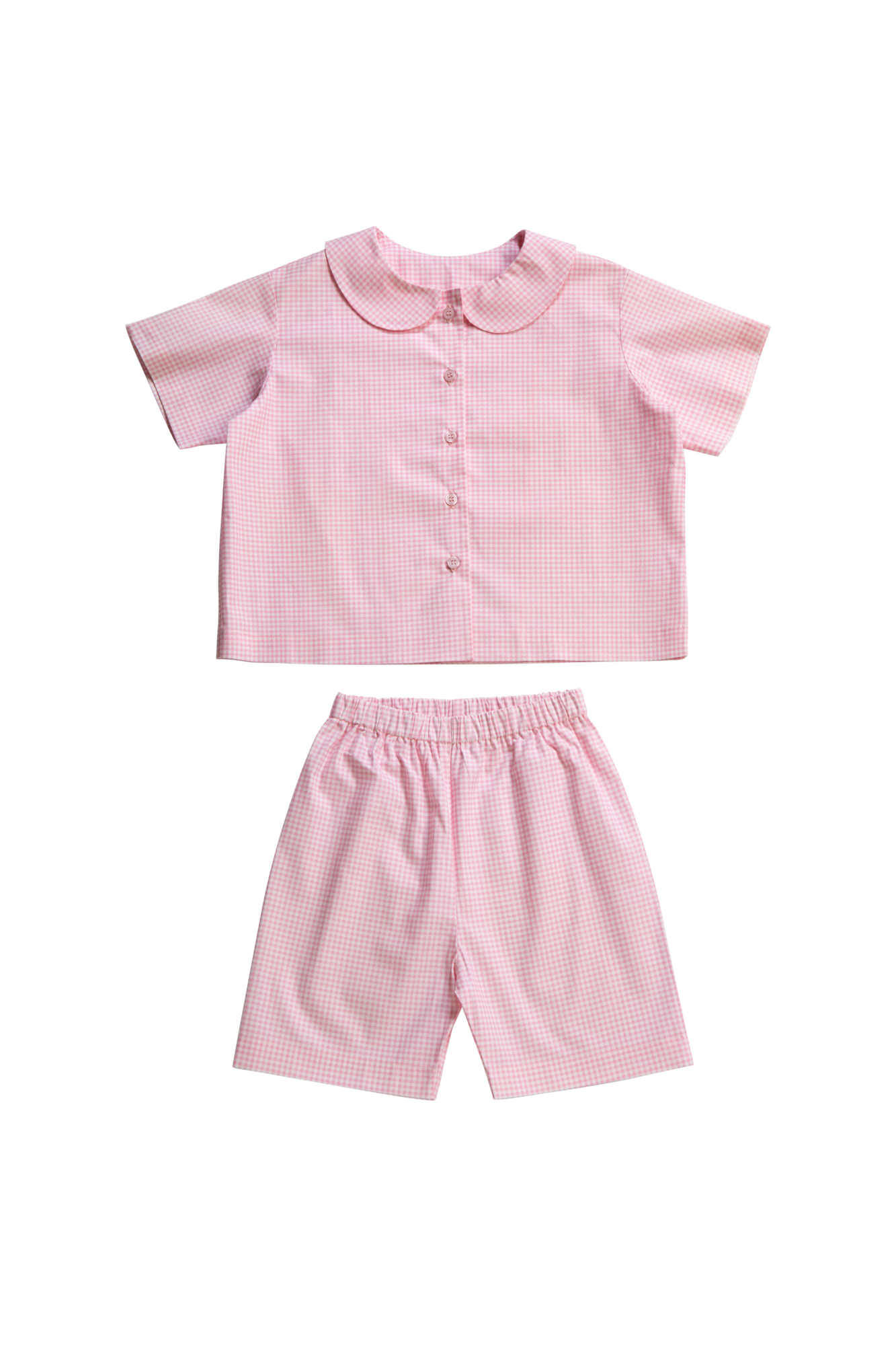 Пижама летняя с воротником «Розовая клетка»
