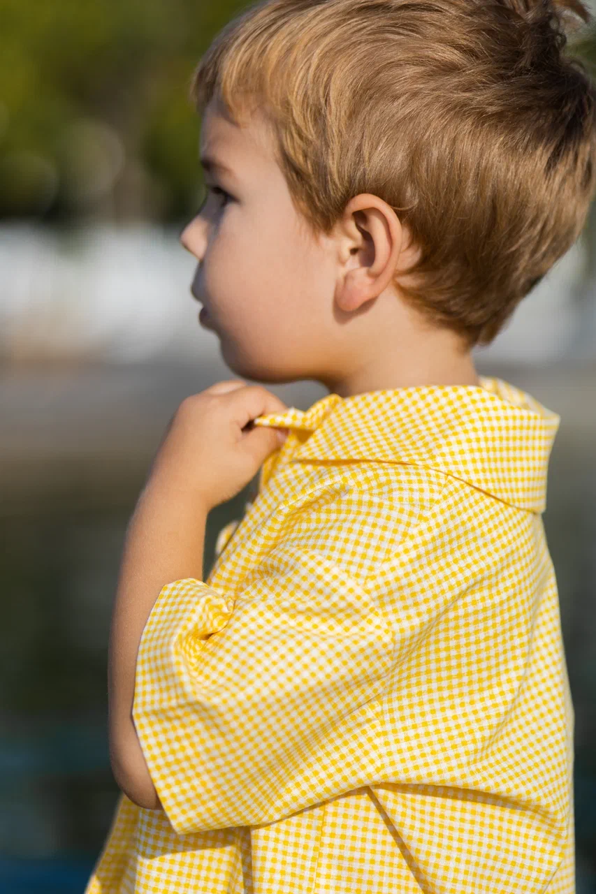 Пижама летняя с английским воротником «Желтая клетка»