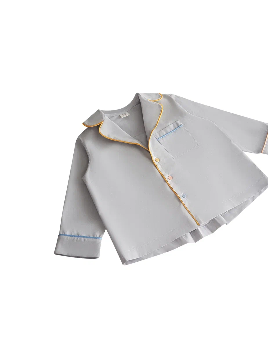 Пижама с английским воротником и кантом "Серый поплин"