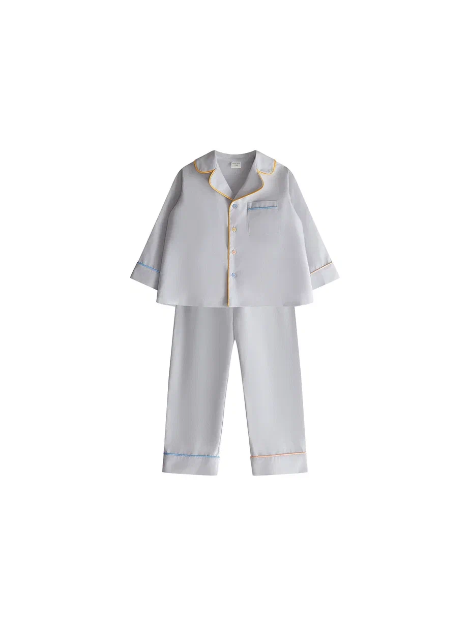 Пижама с английским воротником и кантом "Серый поплин"