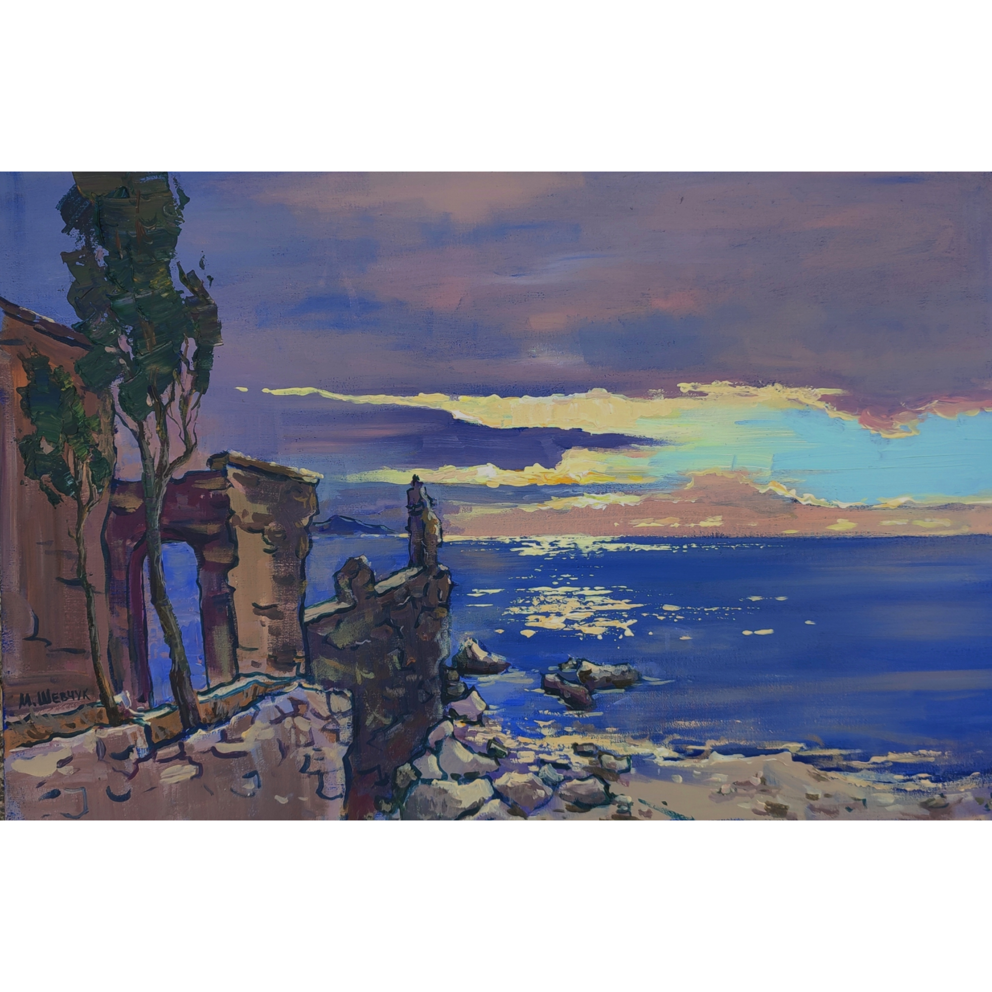 Рассвет у моря, 40х60,  холст, акрил, 2022