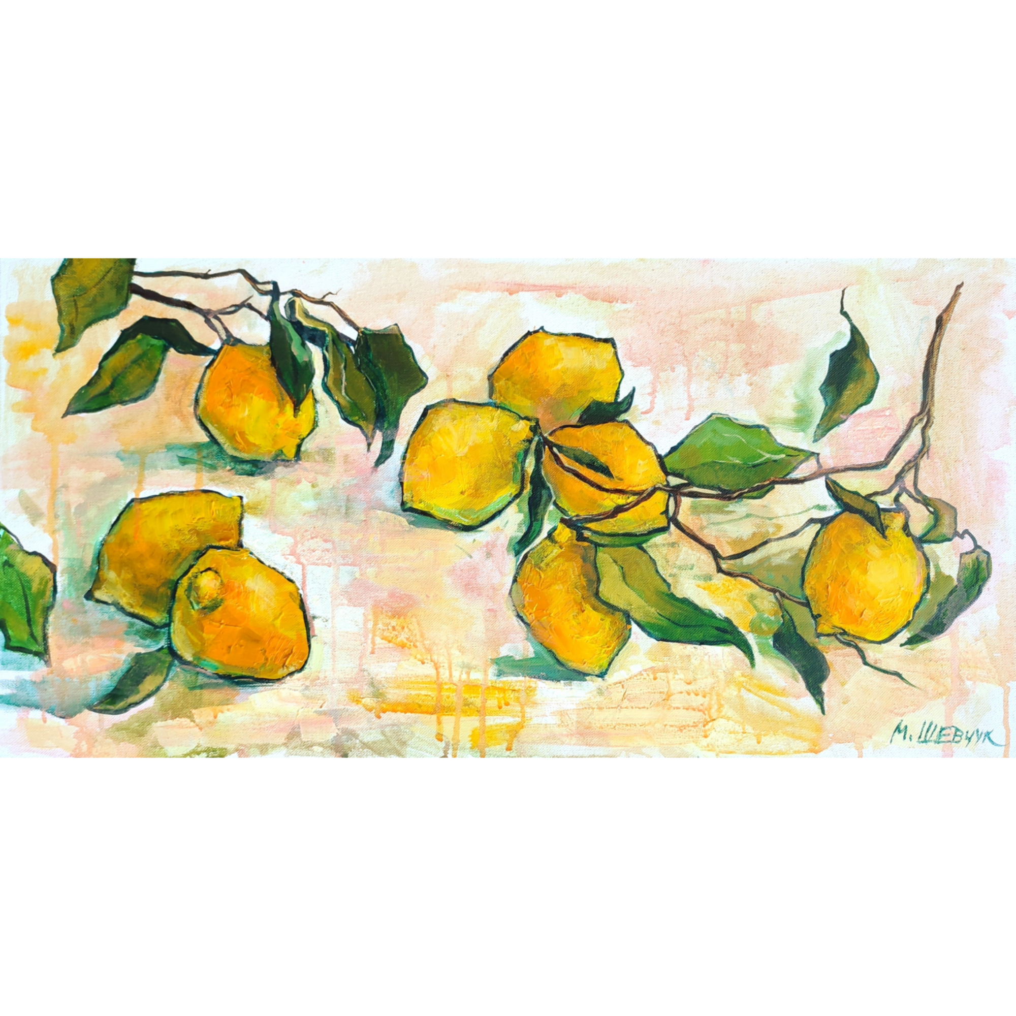 Аромат лимона, 40х80,  холст, акрил, 2023
