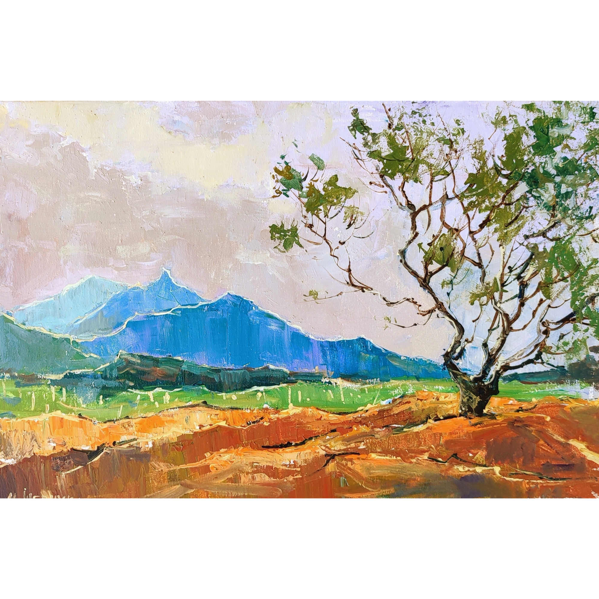 Дождливый день в Кутлакской бухте, 40х60,  холст, акрил, 2023