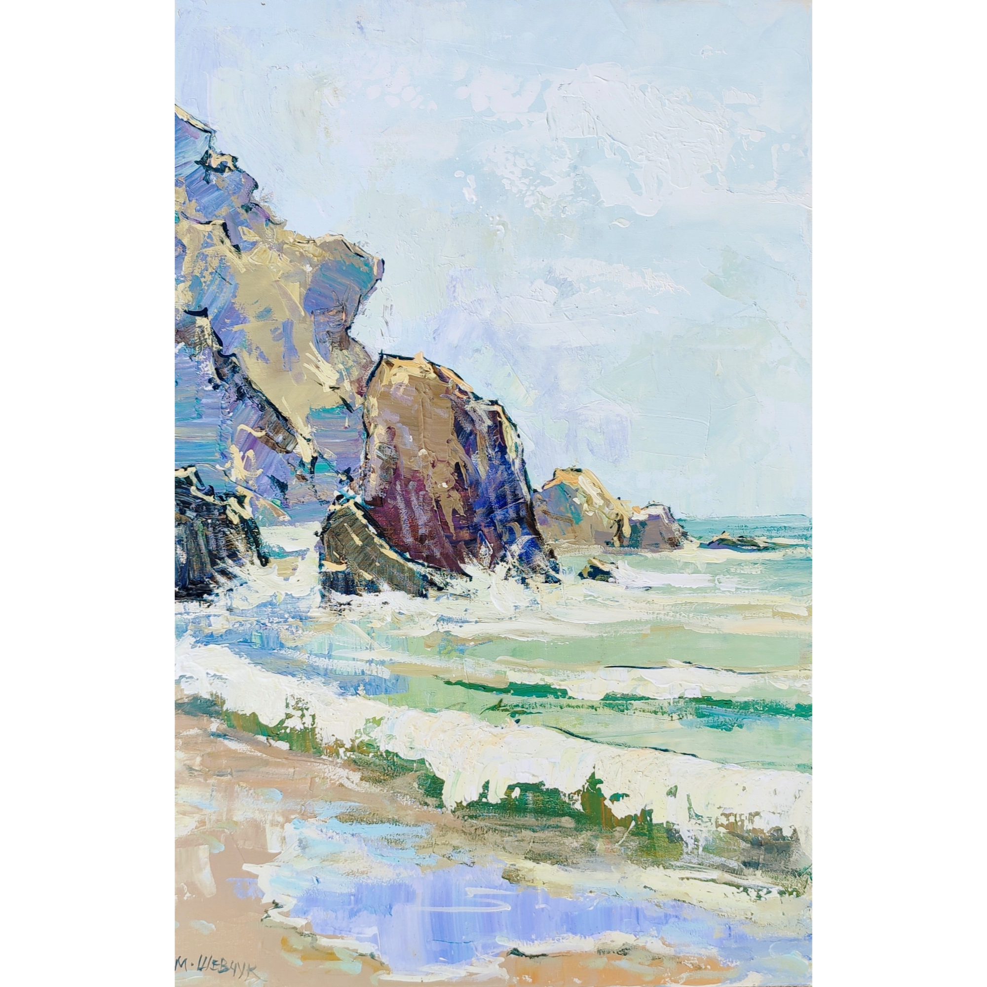 Караул-Оба в шторм, 60х40,  холст, акрил, 2023