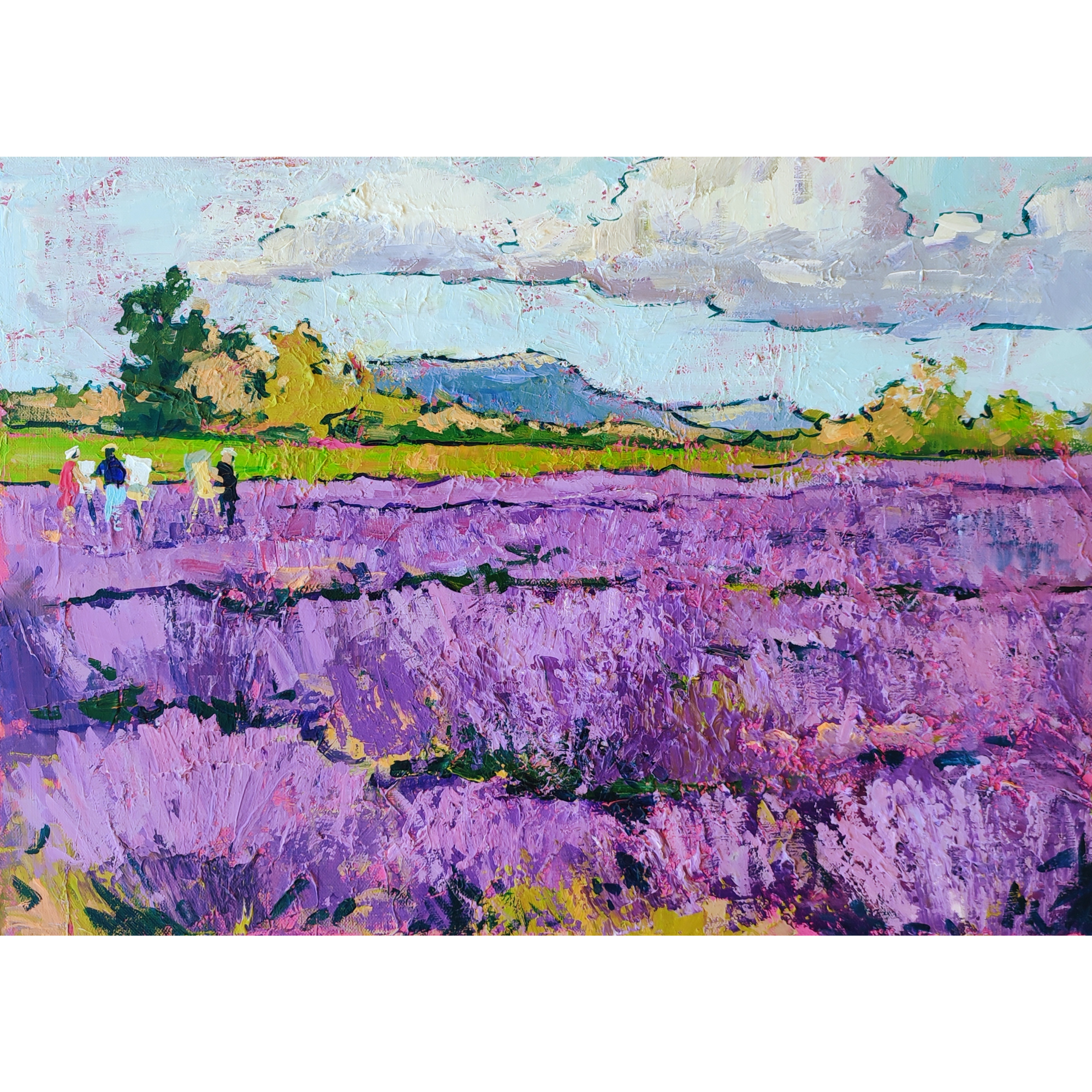 Пленэр в лавандовом поле, 50х70,  холст, акрил, 2023