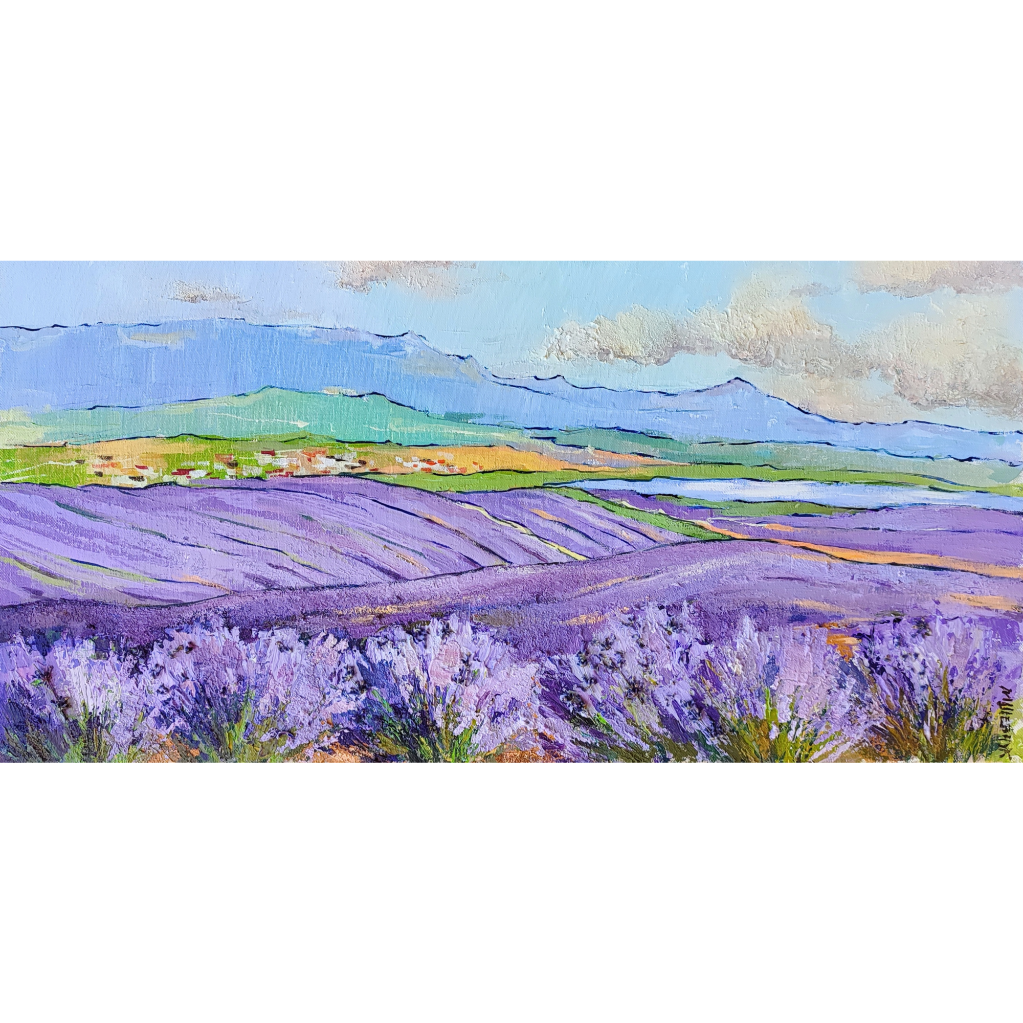 Поля лаванды, 40х80,  холст, акрил, 2023