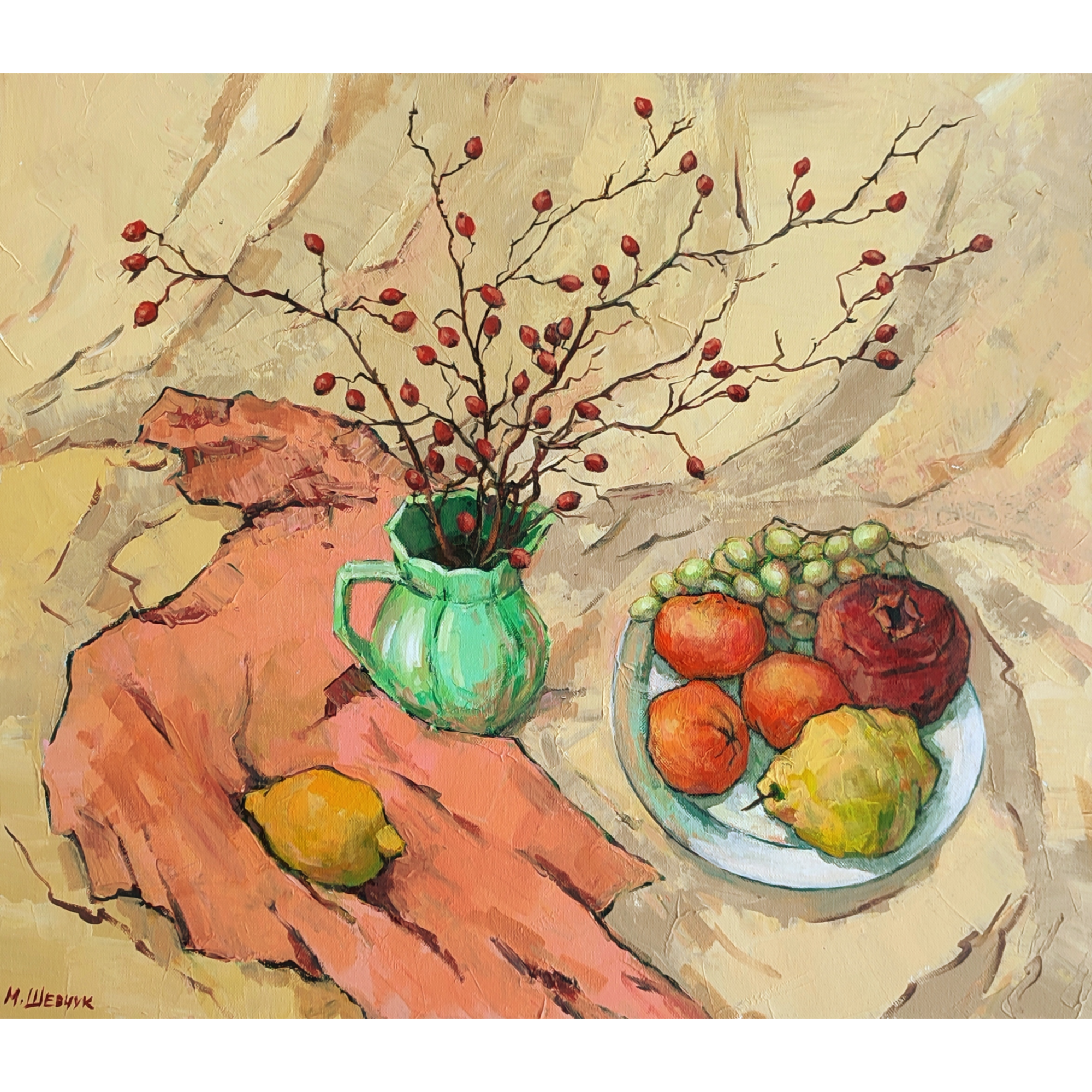 Зимний натюрморт, 65х75, холст, акрил, 2023