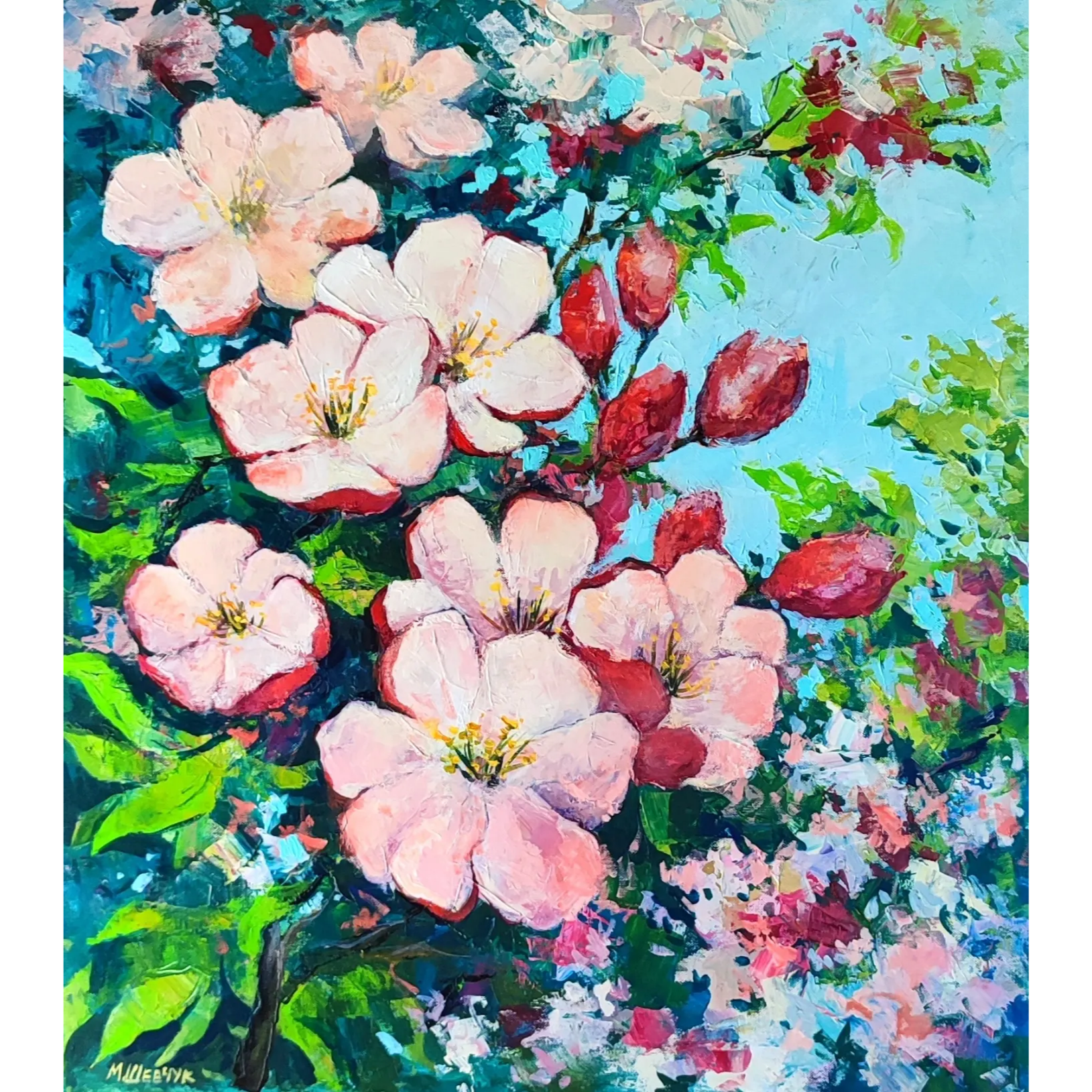 Дыхание весны, 90х80, холст, акрил, 2022