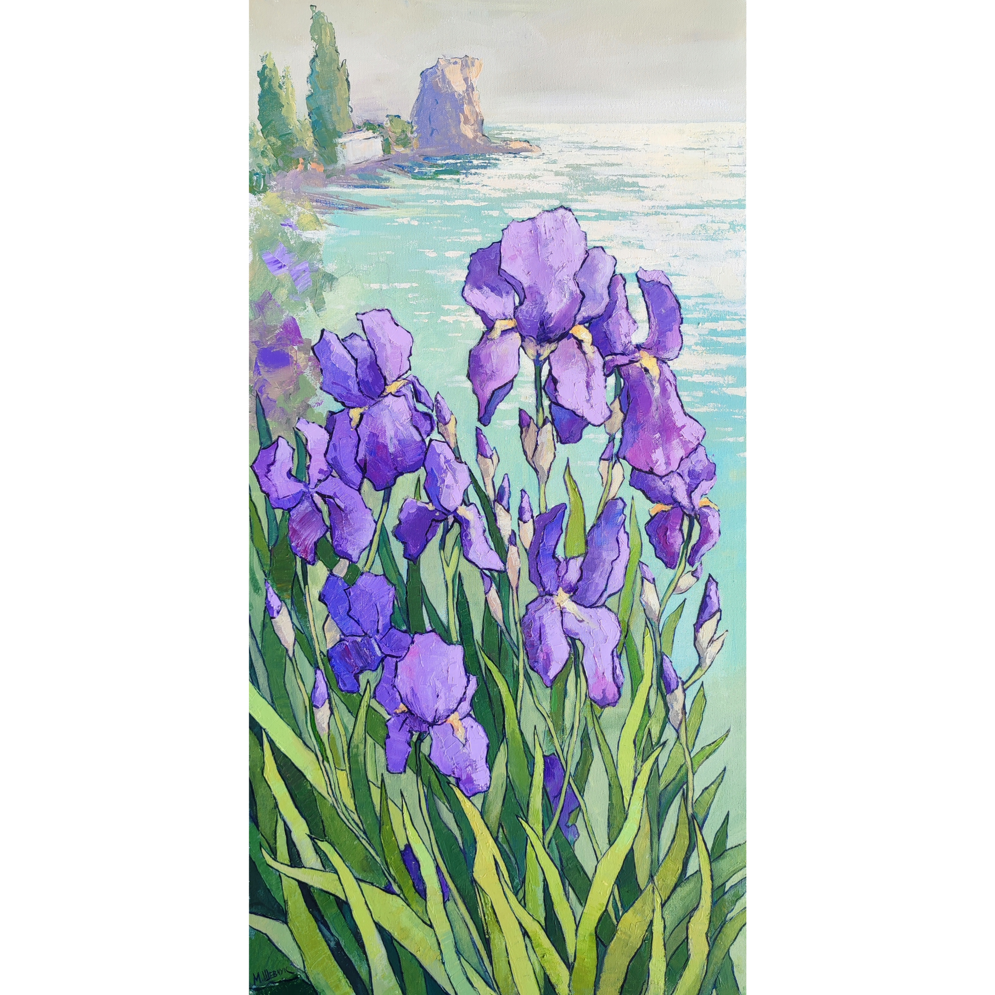 Ирисы в Гурзуфе, 120х60, х., акр., 2023