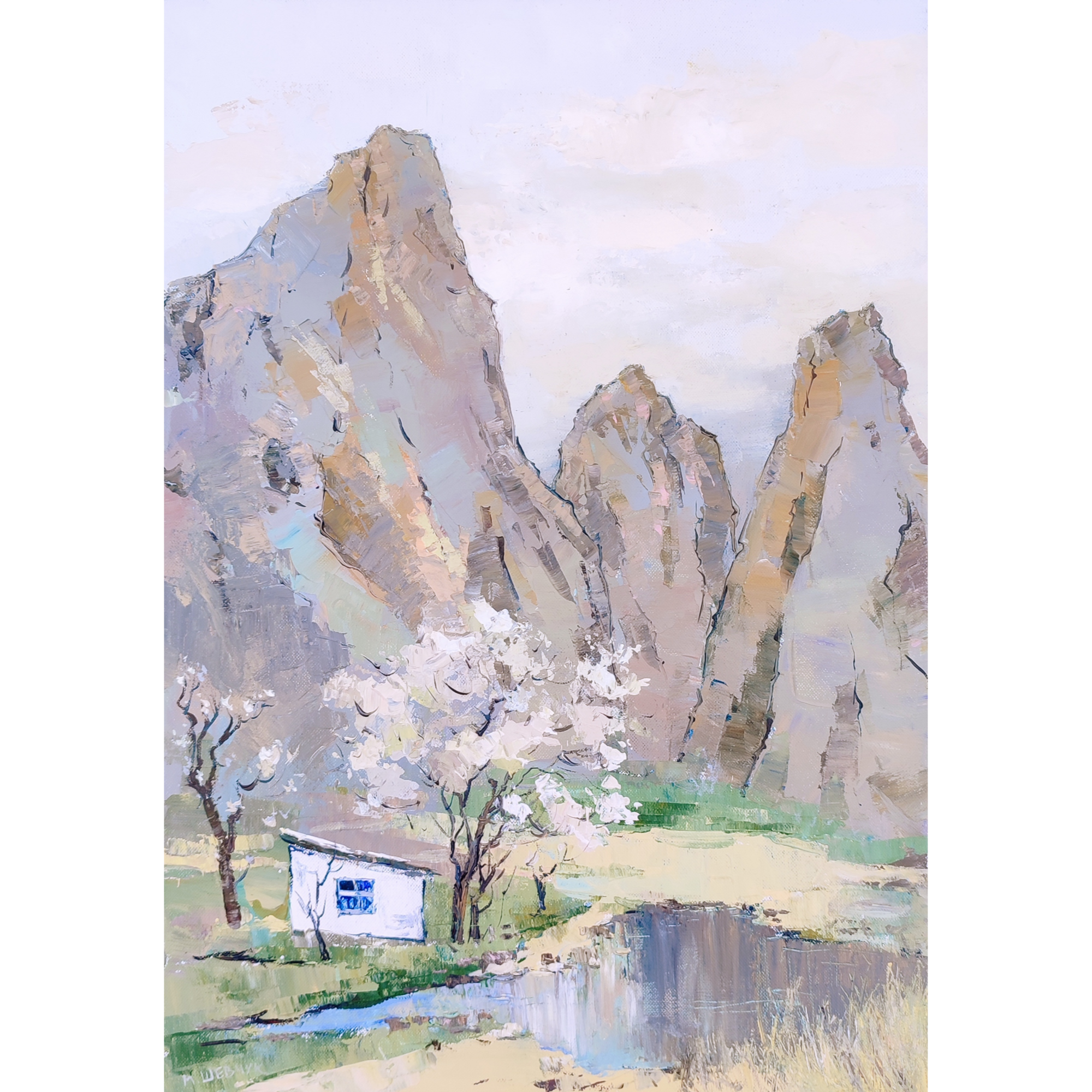 Туман у реки Отузка, 70х50, х., акр., 2023