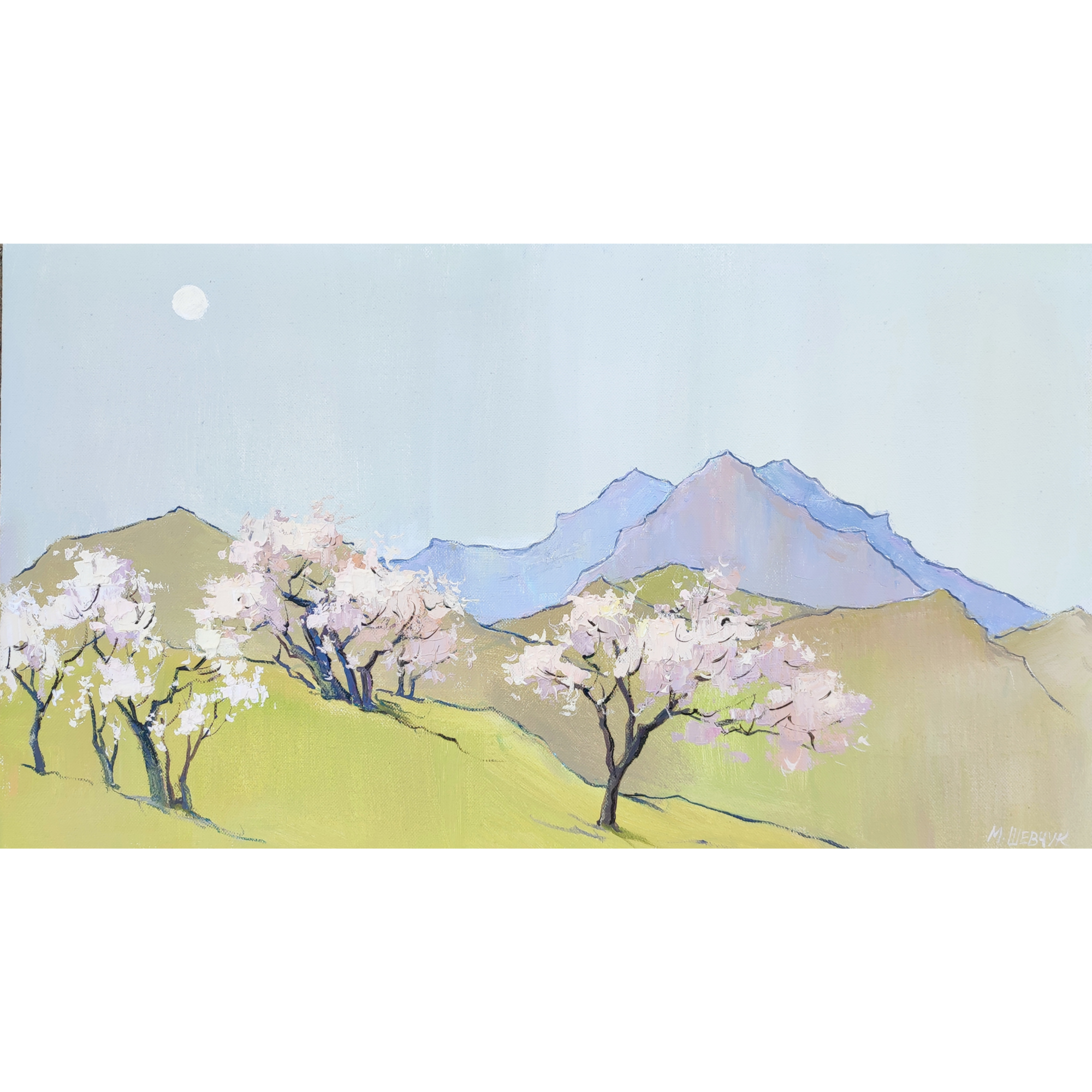 В весенней дымке, 40х70, х ., акр., 2023