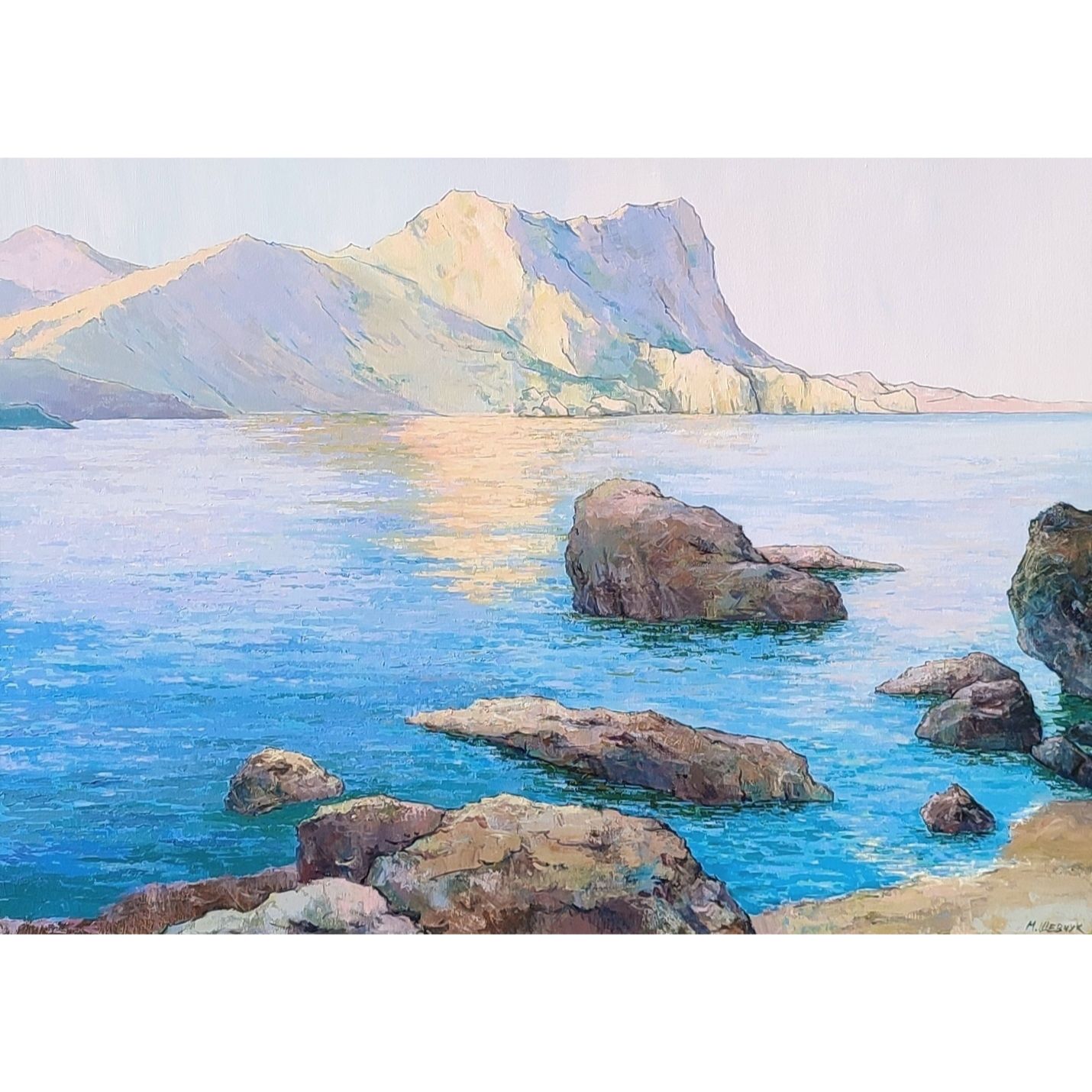 Закат в Голубой бухте, 100х140, холст, акрил, 2024