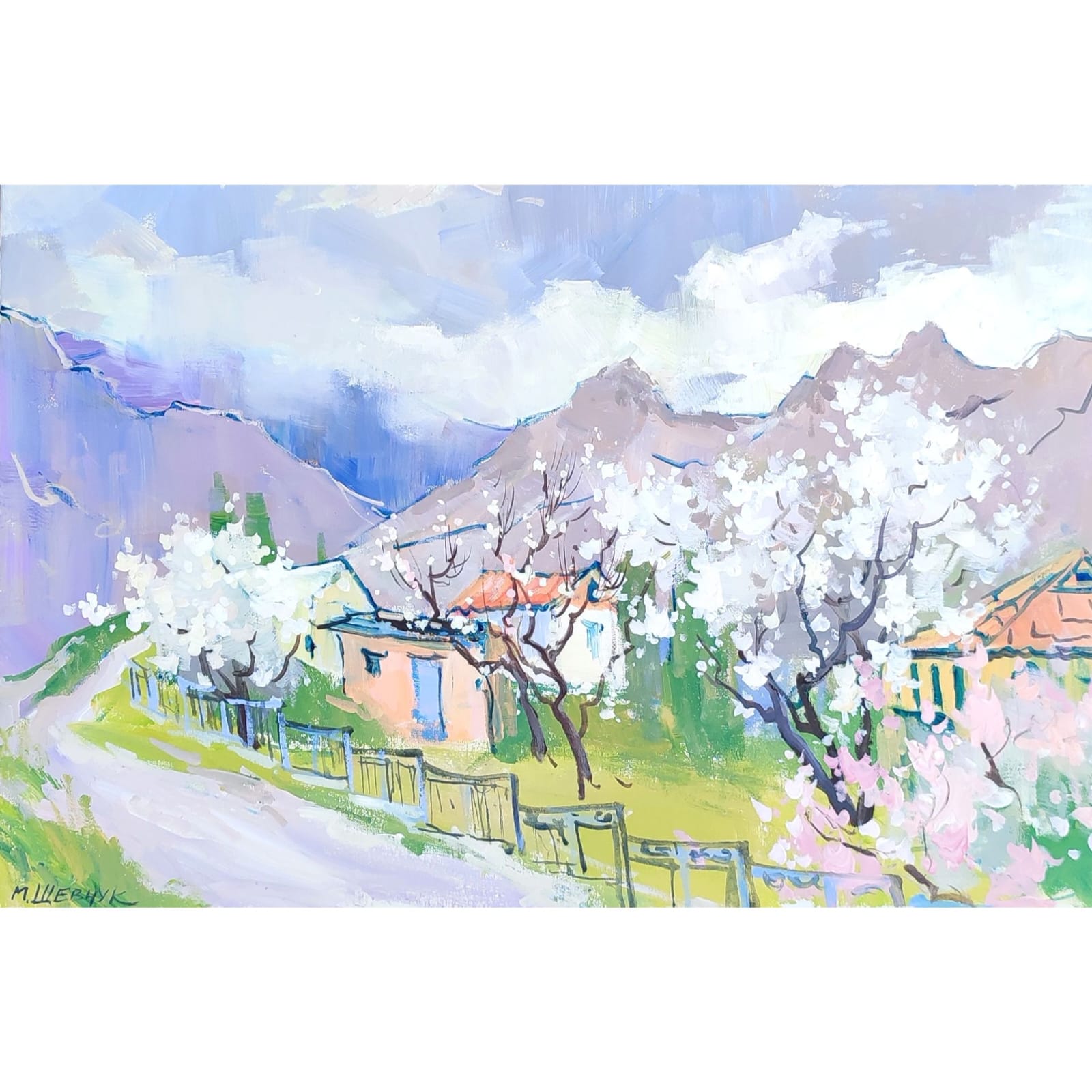 Арпат в цвету, 40х60, холст, акрил, 2024