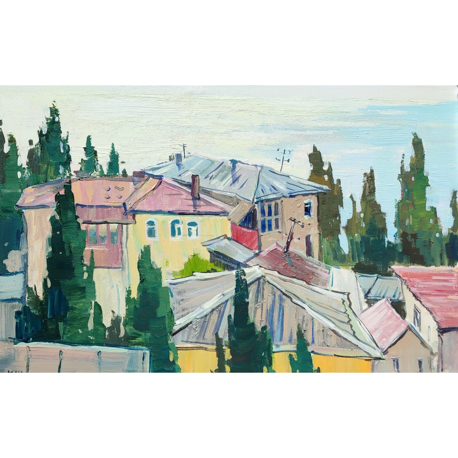 Утро в Алупке 40х60, холст, акрил, 2024