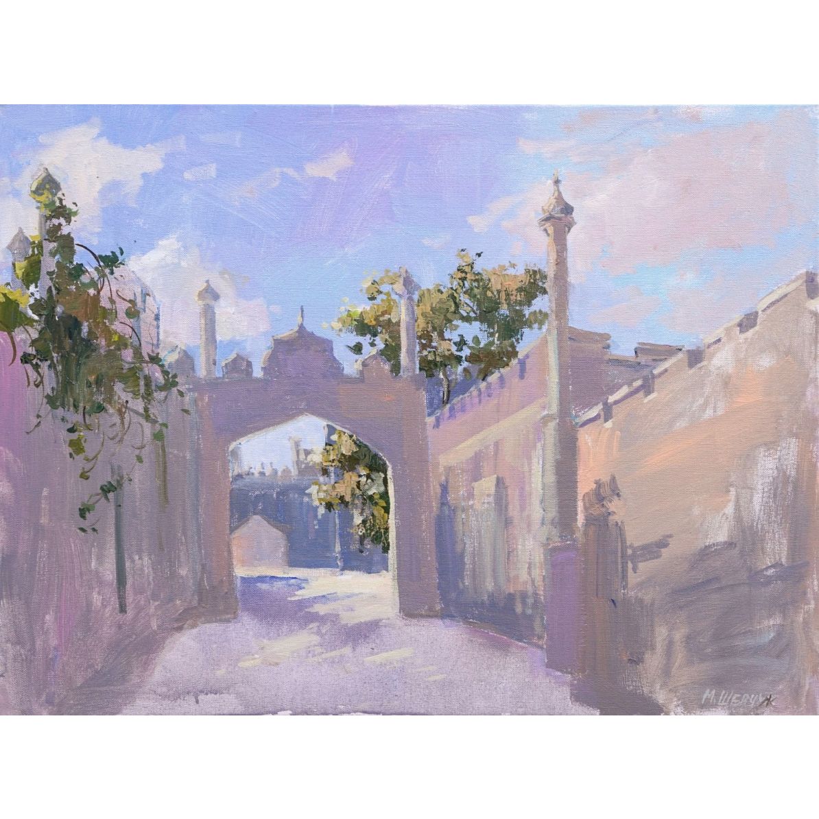 Утренний свет Воронцовского дворца, 2024, холст, акрил, 60х80