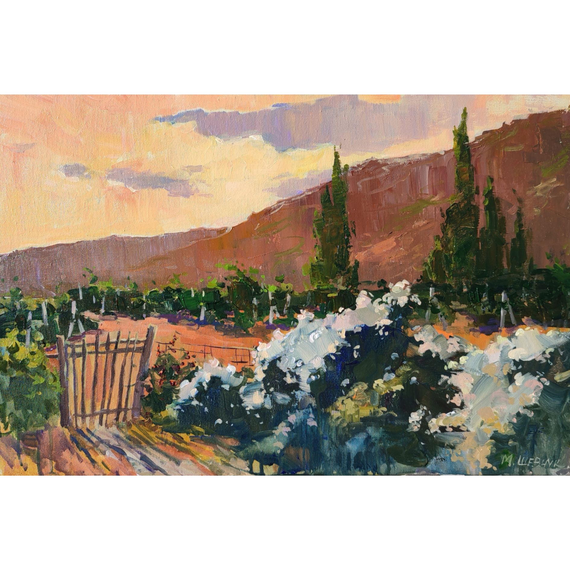 Виноградники у Зеленогорья 40х60, холст, акрил, 2024